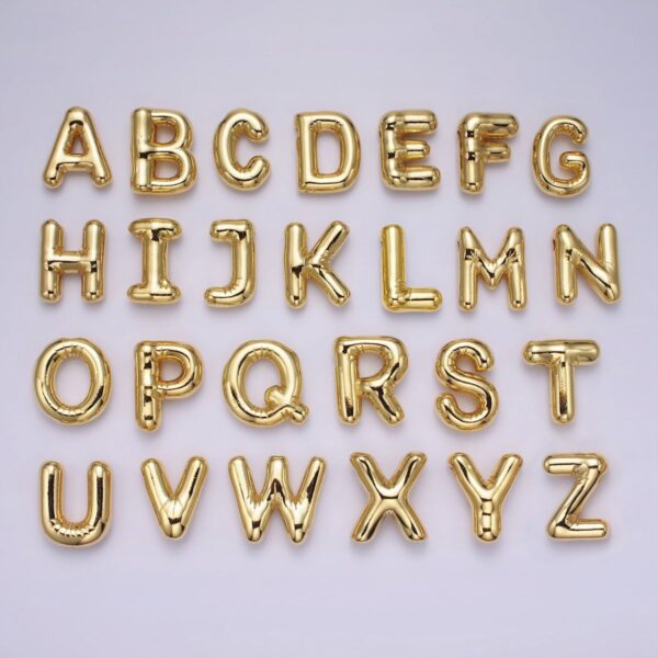 14K Gold Filled 20mm Chubby Balloon Initial Letter Pendant | A1067-A1079