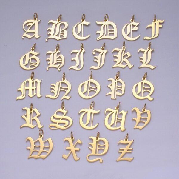 14k Gold Filled Old English Font Initial Letters Pendant Charm Wholesale Jewelry Supplies A677~A689