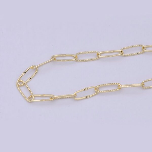 14K Gold Filled Unique Unfinished Chain, Wholesale Sunburst & Textured Paper Clip Chain by Yard, 14.5X5.5mm Paperclip Chain | ROLL-712