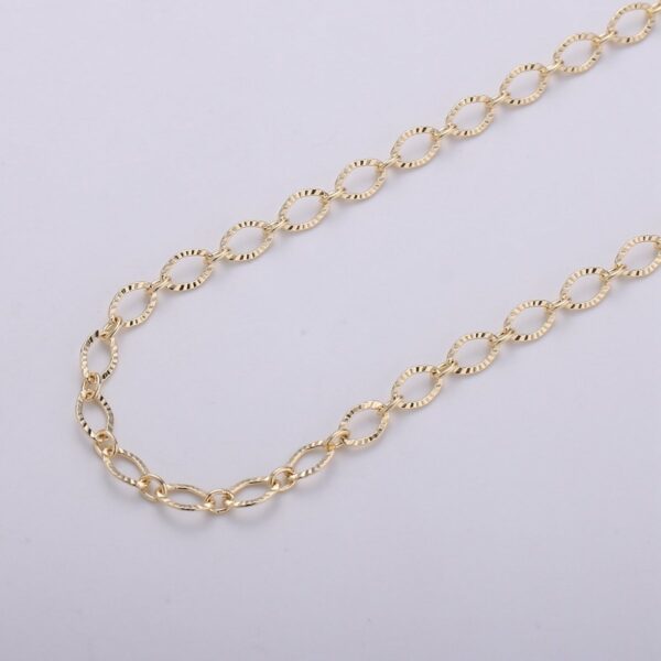 16K Gold Filled Oval Unique Rolo Chain by Yard, Wholesale bulk Roll Chain for Jewelry Making, Width 4.2mm | ROLL-262