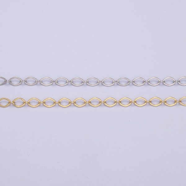 24k Gold Filled Gold Oval Rhombus Chain by Yard, Oval Link, Wholesale Bulk Roll Chain for Jewelry Making, Width 3.3mm | ROLL-611 ROLL-612