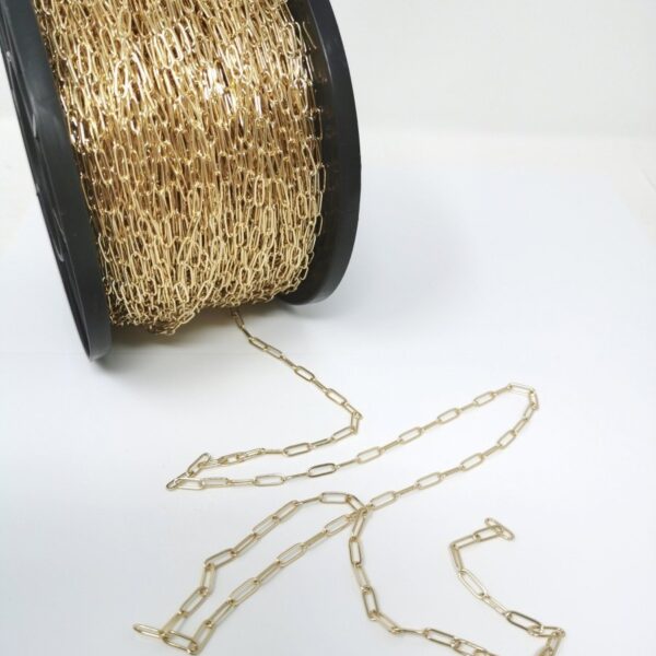 24K Gold Filled Rolo Cable Chain by Yard, Gold Filled Cable Rolo Chain, Wholesale Bulk Roll Chain for DIY Jewelry, Thickness 0.5mm, PAPER CLIP Chain | ROLL-005, ROLL-034, ROLL-049