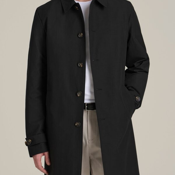 Minimalist Trench Coat for Tall Men in Black