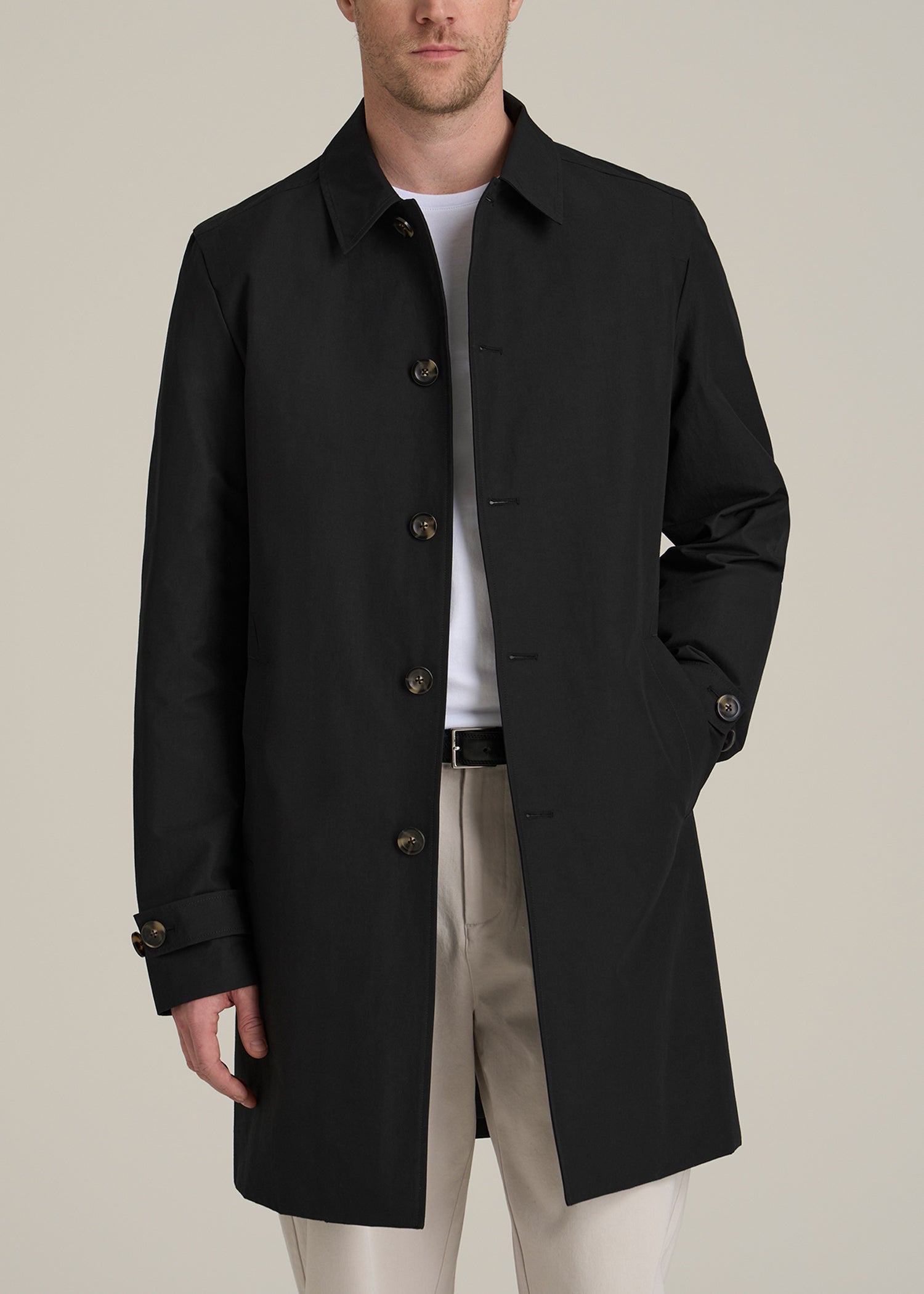 American-Tall-Men-Minimalist-Trench-Coat-Black-Front