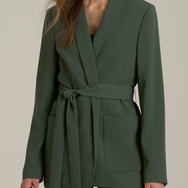 Crepe Wrap Blazer for Tall Women in Climbing Ivy