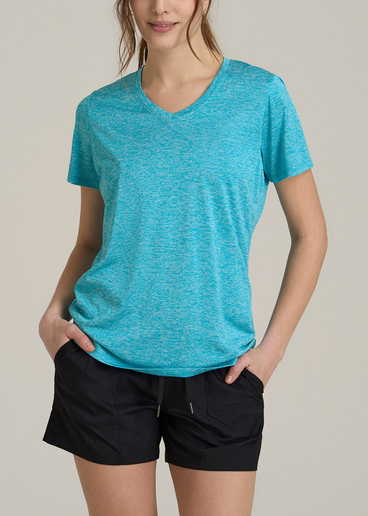 American-Tall-Women-short-sleeve-active-v-neck-tee-Scuba-Blue-Mix-Front