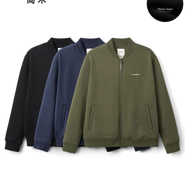 Men Bomber Jackets – Oversize Fleece Jackets With Antistatic Liner & Zipper Closure