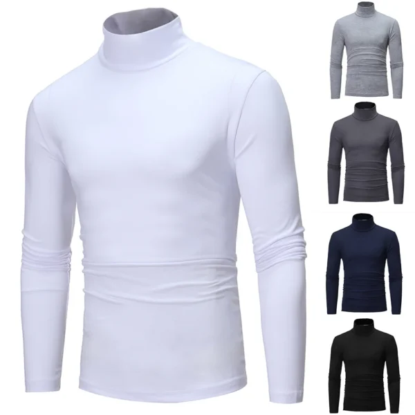 Autumn Winter Mens Thermal Underwear Basic Bottoming Plain T-shirt Slim Fit Turtleneck Pullover Thermo Undershirt Male Thin Tops