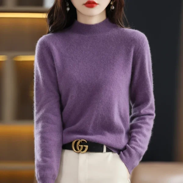 Women Sweater Long Sleeve Mock Neck Warm Winter Basic Knitted Pullovers Solid Loose Knitwear Casual Korean Fashion Jumper 2025