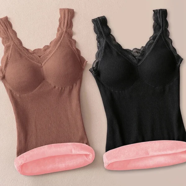 Women autumn and winter thermal vest soft fleece lining thermal and heating underwear top with bras