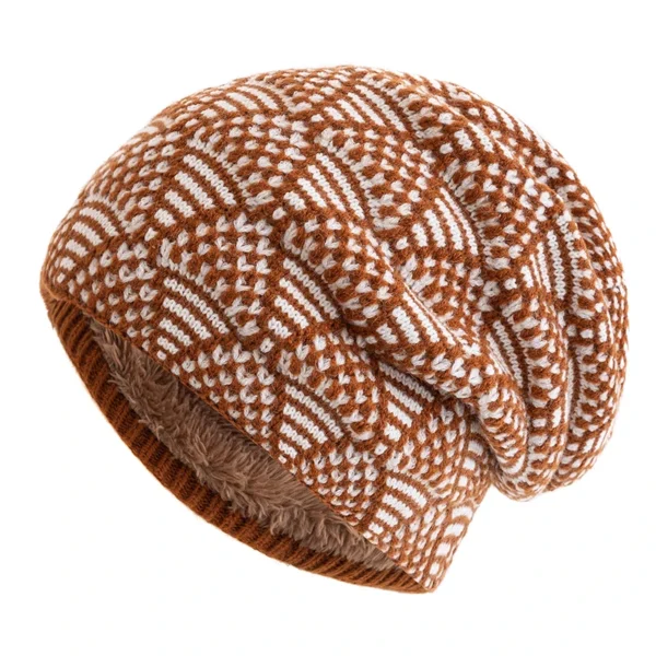 New Women Winter Hats Female Slouchy Beanie Hat Plush Lined Warm Knitted Hats