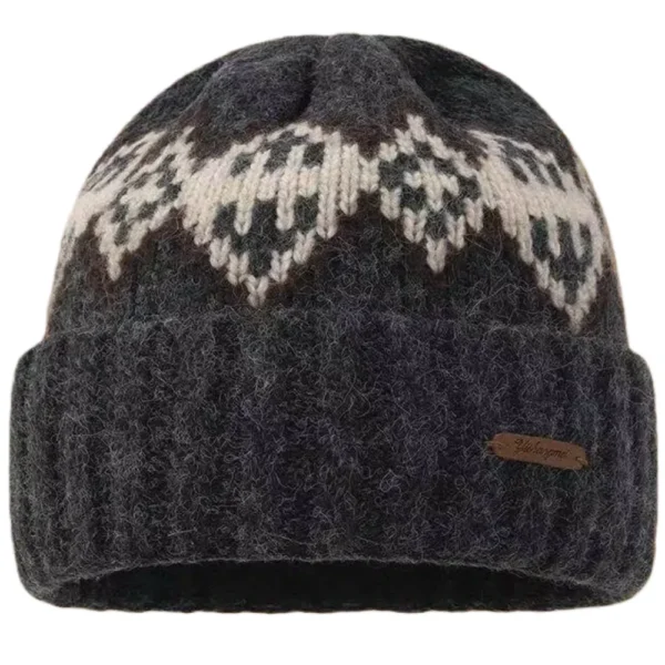 Unisex Fair Isle Style Slouchy Winter Hats Fashion Couple Beanies Casual Rhomb Pattern Decor Winter Knitted Hats For Men Women