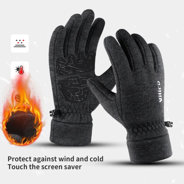 Cycling Gloves Warm Non Slip Touch Screen Climbing And Running Sports Gloves With Fleece Men'S Women'S Motorcycle Riding Gloves