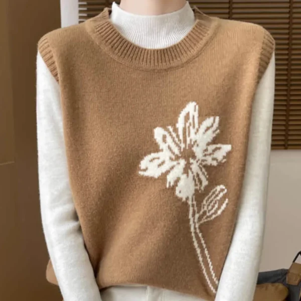 New Sweater Vest Casual O-neck Warm Solid Embroidery Knitted Sleeveless Pullovers Autumn Winter Korean Fashion Sweater Vest
