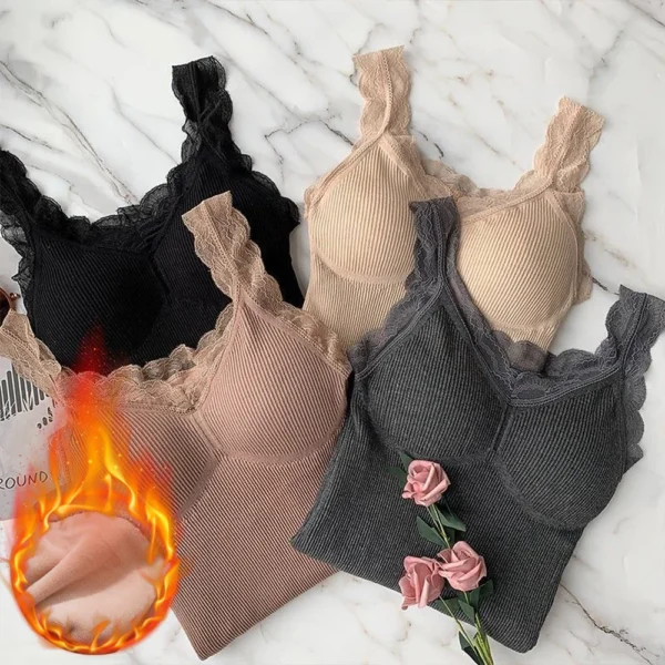 Winter thermal underwear vest woman tight slimming sleeveless warm tops lace thermal underwear vest