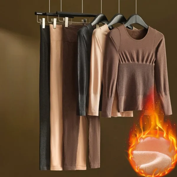 1 set women's autumn and winter thermal underwear set tight slimming long sleeves thermal underwear top and winter leggings