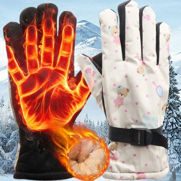Women Winter Cycling Windproof Gloves with Touch Screen Anti Slip and Warm Insulation and Plush Outdoor Sports Gloves