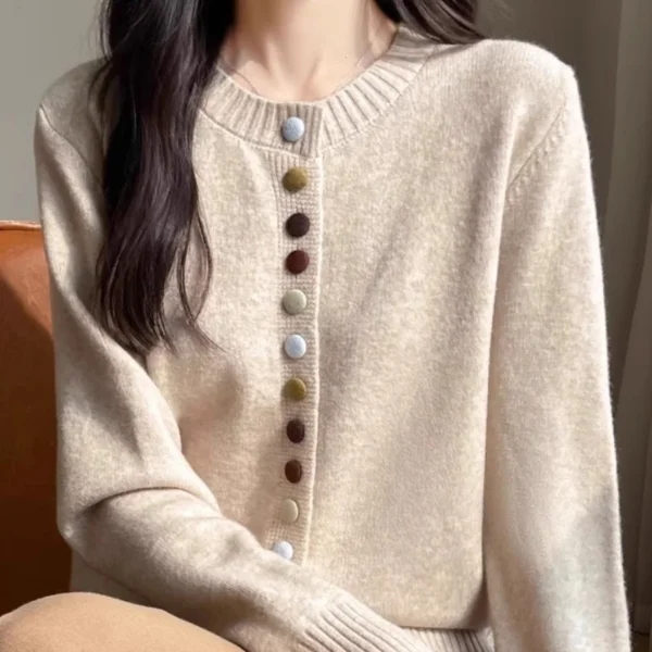 Women Cardigans Fashion Single Breasted Thick Warm Autumn Winter Knitted Sweater O-neck Long Sleeve Cardigans Bottoming Shirts