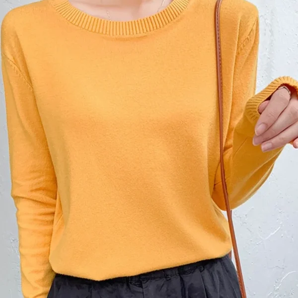 YSZWDBDLX Womens Sweater Spring Autumn O-neck Loose Solid Cashmere Pullovers Woman Sweaters Basic Bottoming Shirt Knitted Tops