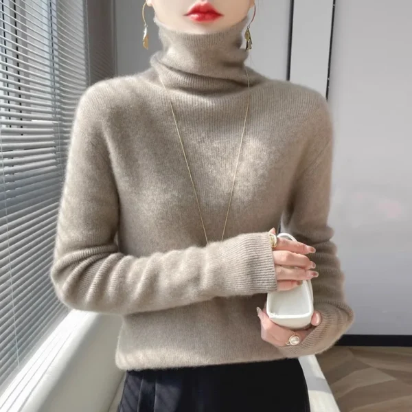 Women Sweater Turtleneck Slim Pullovers Autumn Winter Warm Bottoming Shirts Jumpers Basic High Strecth Korean Knitwear 2025