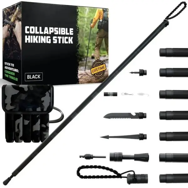 Tactical Hiking Stick | 14-in-1 Outdoor Survival Gear Kit